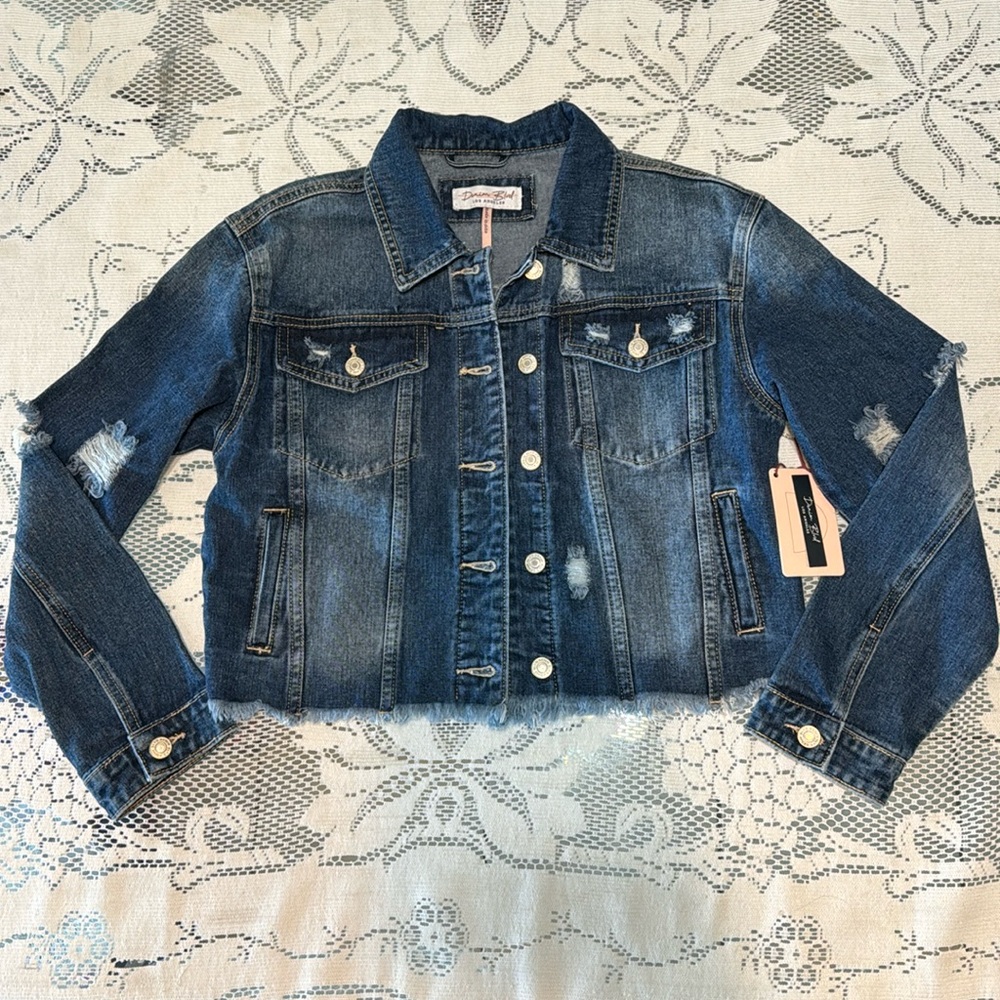 Denim Blvd Los Angeles Size Small Distressed Denim Button Up Jacket